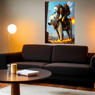 Polar som kör en polar björn AI Art Poster