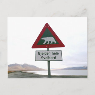Polar som passerar ett trafikskylt vykort