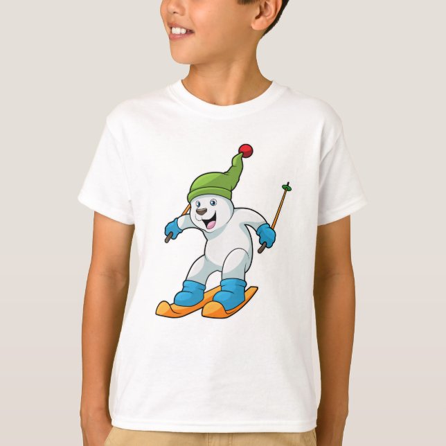 Polar som Skier med Ski & Bobble hat T Shirt (Framsida)