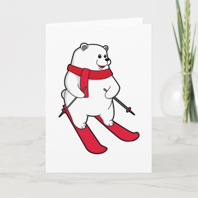 Polar som Skier med Ski Kort (Framsida)
