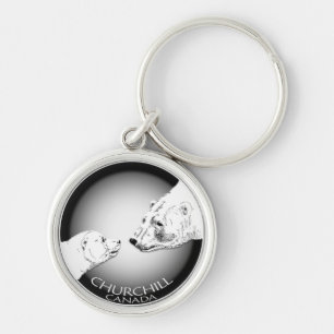 Polar souvenir Keychain för björnChuchill Rund Silverfärgad Nyckelring