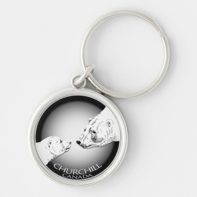 Polar souvenir Keychain för björnChuchill Rund Silverfärgad Nyckelring (Framsidan)