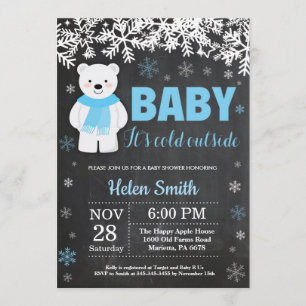 Polar svart tavla för baby shower för inbjudningar