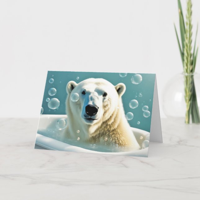 Polar under födelsedagen i bubbelbadet kort (Framsida)