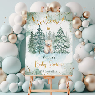 Polar Vit Björn Bebis Duschen Välkomstskylt Poster