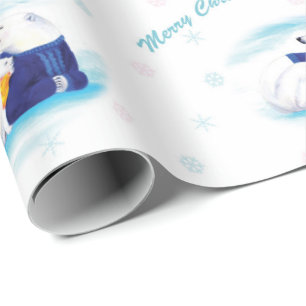 Polara björnar för jul som slår in papper presentpapper