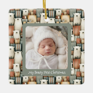 Polarbär Holiday Square Keramisk Ornament