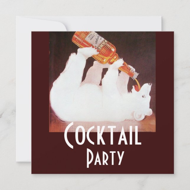 POLARBJÖRN COCKTAILFEST ,vit brun röd Inbjudningar (Framsida)