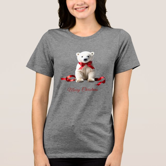 Polarbjörn jul firande dam t shirt (Framsida)