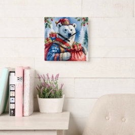 Polarbjörn Julenisse Design Fyrkantig Klocka