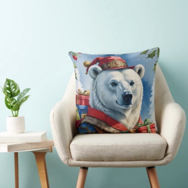Polarbjörn Julenisse Design Kudde (Throw Pillow 100% polyester heavyweight stretch material. Hidden zipper Made in the USA.
)