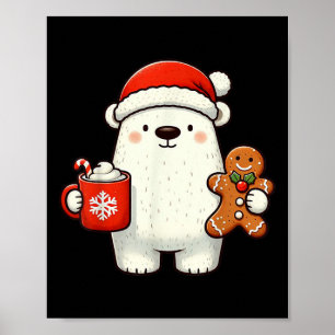 Polarbjörn Santa mössa jul julsemester Xmas kaffe Poster