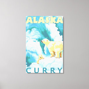 Polarbjörnar & unge - curry, Alaska Canvastryck