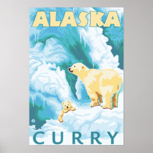 Polarbjörnar & unge - curry, Alaska Poster