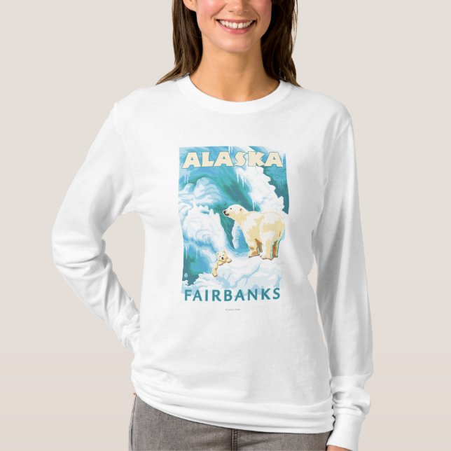Polarbjörnar & unge - Fairbanks, Alaska T-shirt (Framsida)