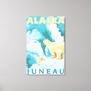 Polarbjörnar & unge - Juneau, Alaska Canvastryck