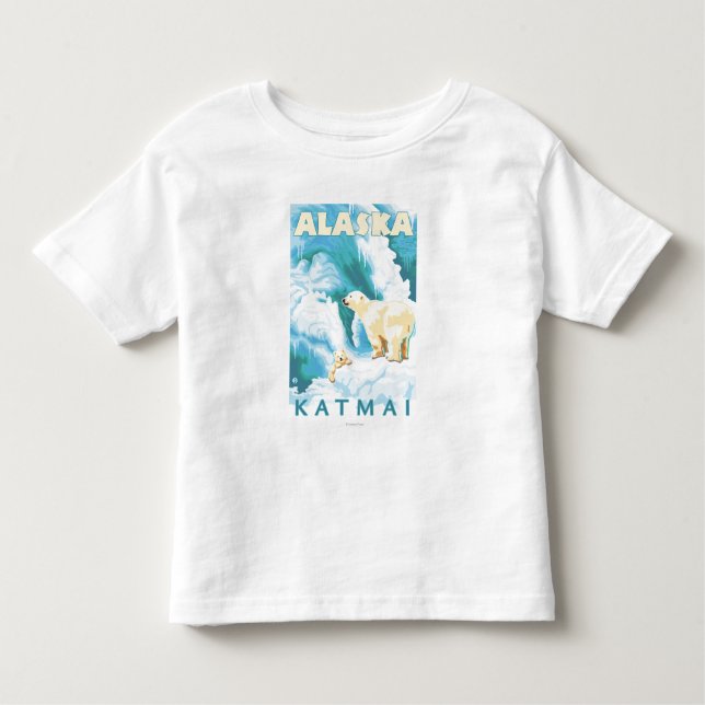 Polarbjörnar & unge - Katmai, Alaska T Shirt (Framsida)