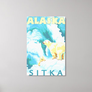 Polarbjörnar & unge - Sitka, Alaska Canvastryck
