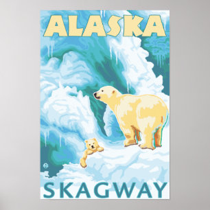 Polarbjörnar & unge - Skagway, Alaska Poster