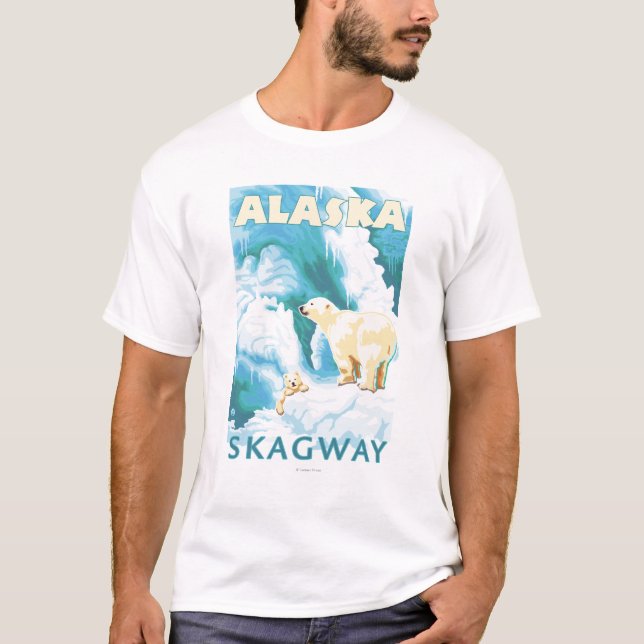 Polarbjörnar & unge - Skagway, Alaska T Shirt (Framsida)