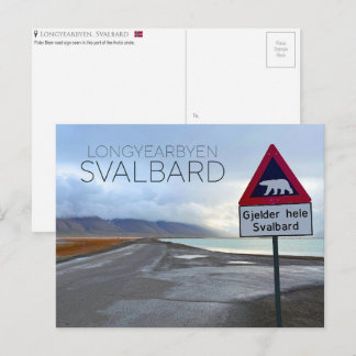Polarbjörnskylt i Longyearbyen, Svalbard vykort