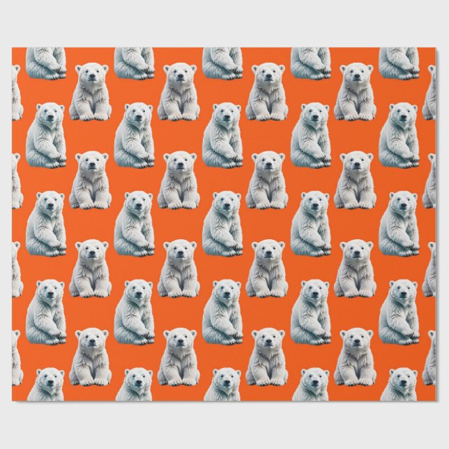Polärbjörnsmönsterdesign på orange presentpapper (Platt)