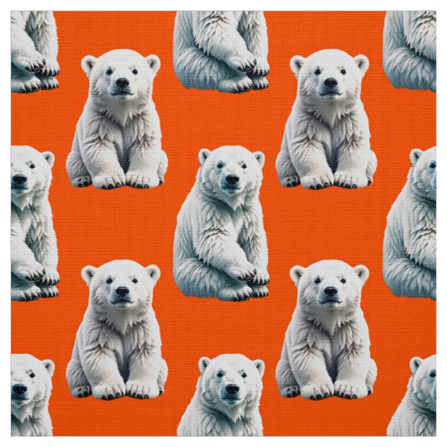 Polärbjörnsmönsterdesign på orange tyg (Provkarta)