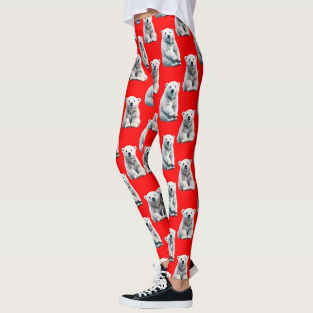 Polärbjörnsmönsterdesign på rött leggings (Skapare uppladdad)