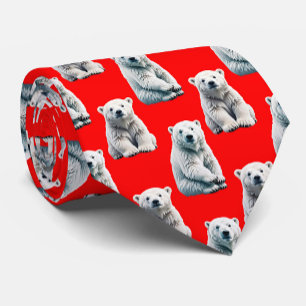Polärbjörnsmönsterdesign på rött slips