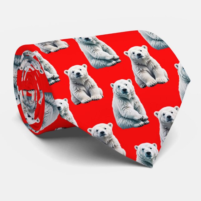 Polärbjörnsmönsterdesign på rött  slips (Skapare uppladdad)