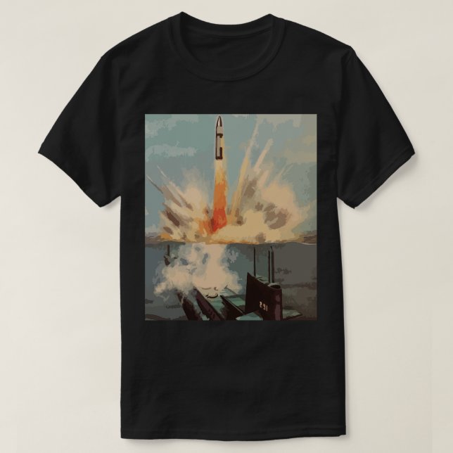 Polaris Nuclear Missile Submarine Launch Retro Art T Shirt (Design framsida)