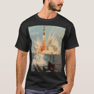 Polaris Nuclear Missile Submarine Launch Retro Art T Shirt