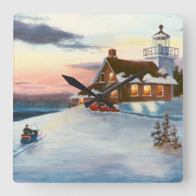 Polaris Sunset Wall Clock Fyrkantig Klocka (Framsida)