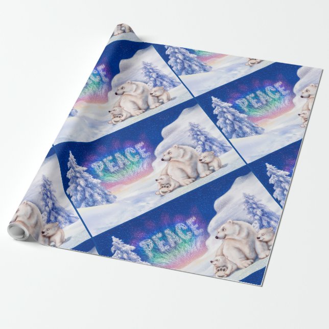 Polarna bär Peace-julklappen papprare Presentpapper (Utrullad)