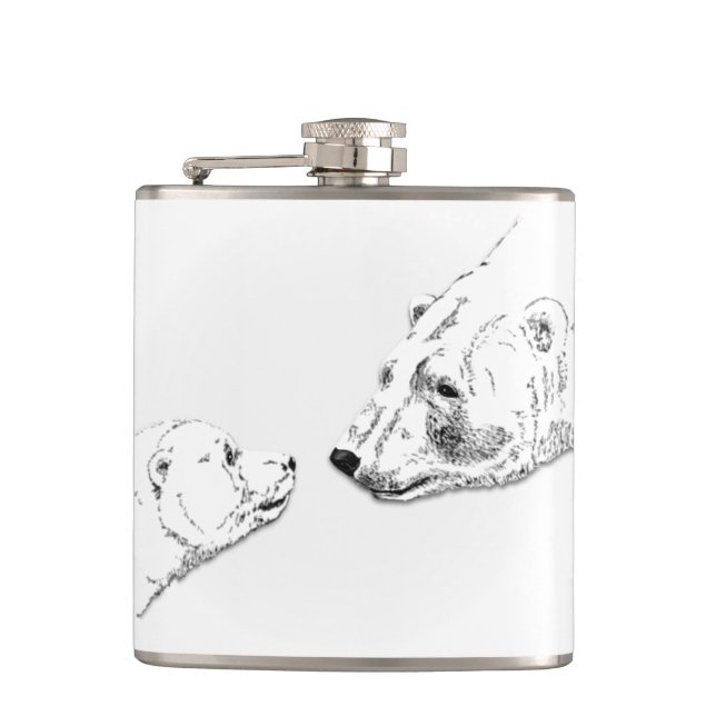 Polarna Bear Art Flask Anpassningsbar Bear Drink-k Fickplunta (Framsidan)