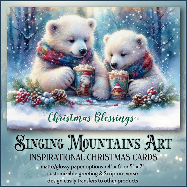 Polarna Bear Bible Verse Jul Blessings Helgkort (Skapare uppladdad)