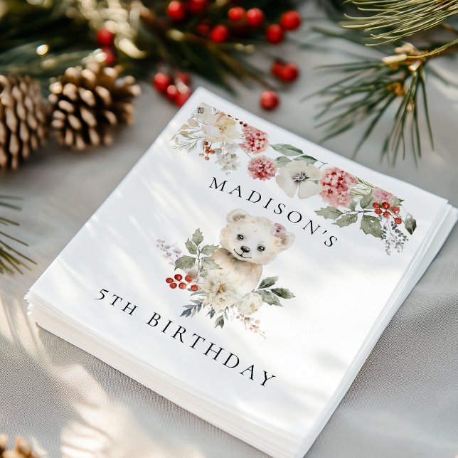 Polarna Bear Födelsedagsfest för färgen Cute Water Pappersservett (Skapare uppladdad)