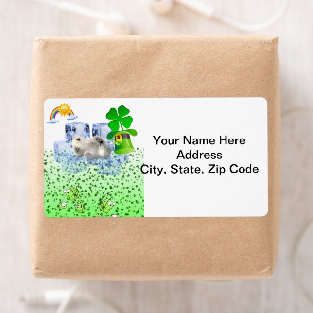 Polarna Bear i St. Patrick's Day Labels Fraktsedel (Insitu)