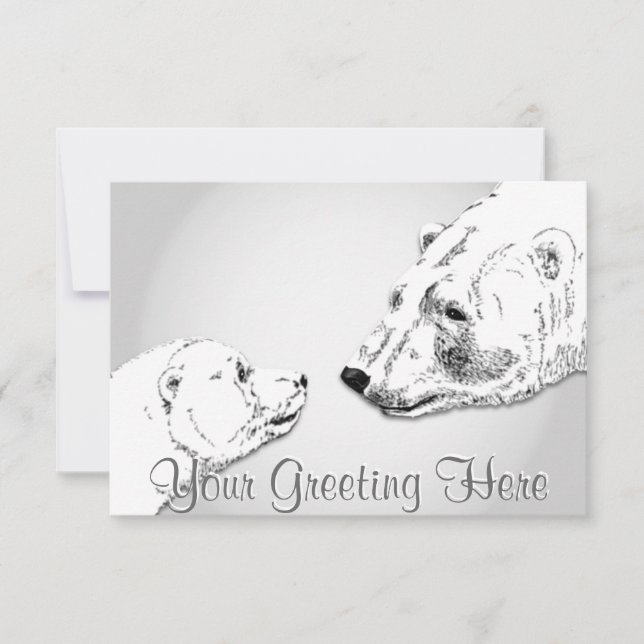 Polarna Bear Inbjuds Personlig  Bear Unge Card Inbjudningar (Framsida)