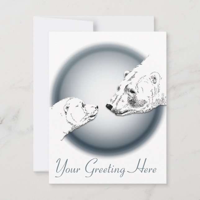 Polarna Bear Inbjuds Personlig  Bear Unge Card Inbjudningar (Framsida)
