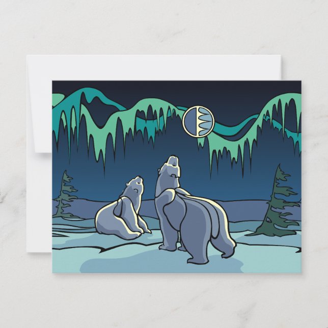 Polarna Bear Investigation Personlig Bear Art Card Inbjudningar (Framsida)