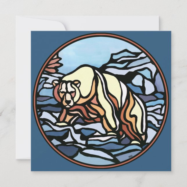 Polarna Bear Investigation Personlig Bear Art Card Inbjudningar (Framsida)