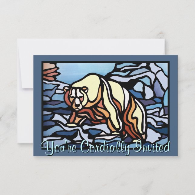 Polarna Bear Investigation Personlig Bear Art Card Inbjudningar (Framsida)