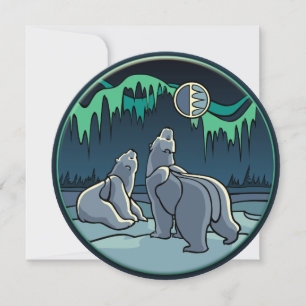 Polarna Bear Investigation Personlig Bear Art Card Inbjudningar