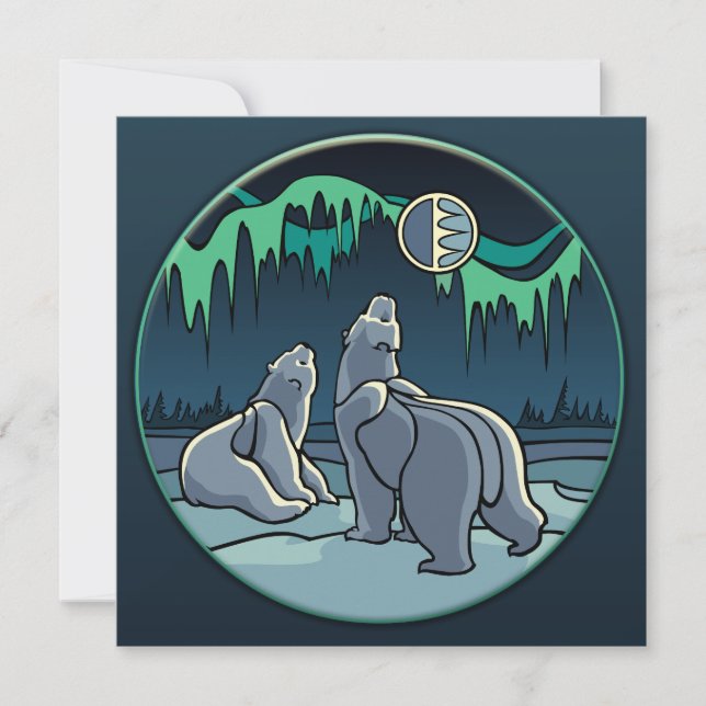 Polarna Bear Investigation Personlig Bear Art Card Inbjudningar (Framsida)