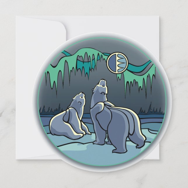Polarna Bear Investigation Personlig Bear Art Card Inbjudningar (Framsida)