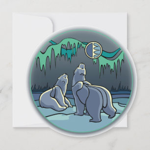Polarna Bear Investigation Personlig Bear Art Card Inbjudningar