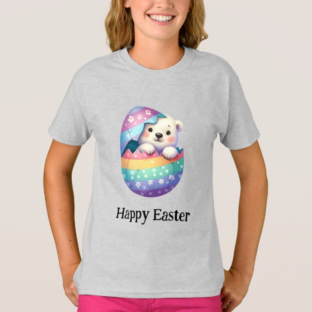 Polarna Bear med Adsible Funny Cute Påsk Baby T Shirt (Framsida)