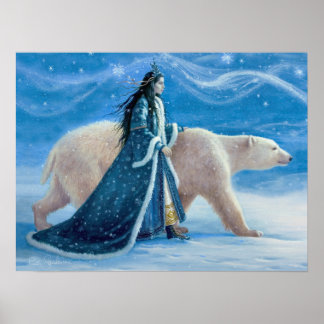 Polarna Bear och Snö Princess 12x16 Poster