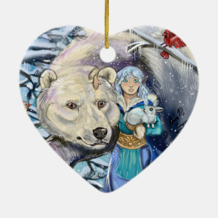 Polarna Bear~Ornament för vinterVind Julgransprydnad Keramik
